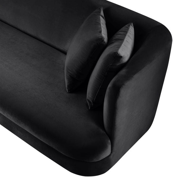 Meridian Furniture Alder Plush Velvet Loveseat with Rounded Arms and Solid Wood Frame for Modern Living Rooms Black 699Black-L
