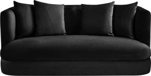 Meridian Furniture Alder Plush Velvet Loveseat with Rounded Arms and Solid Wood Frame for Modern Living Rooms Black 699Black-L
