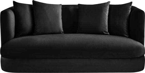 Meridian Furniture Alder Plush Velvet Loveseat with Rounded Arms and Solid Wood Frame for Modern Living Rooms Black 699Black-L