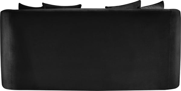 Meridian Furniture Alder Plush Velvet Loveseat with Rounded Arms and Solid Wood Frame for Modern Living Rooms Black 699Black-L