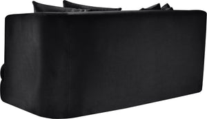Meridian Furniture Alder Plush Velvet Loveseat with Rounded Arms and Solid Wood Frame for Modern Living Rooms Black 699Black-L
