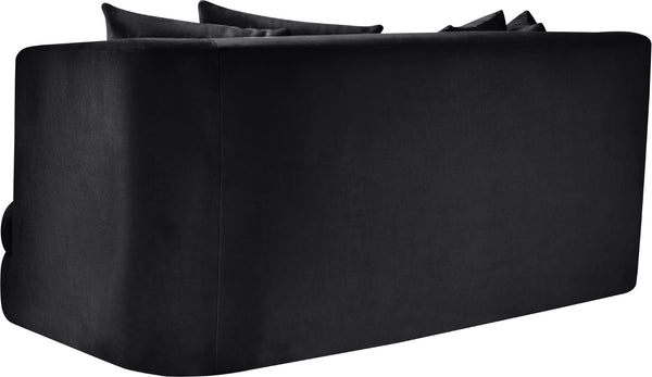 Meridian Furniture Alder Plush Velvet Loveseat with Rounded Arms and Solid Wood Frame for Modern Living Rooms Black 699Black-L