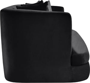 Meridian Furniture Alder Plush Velvet Loveseat with Rounded Arms and Solid Wood Frame for Modern Living Rooms Black 699Black-L