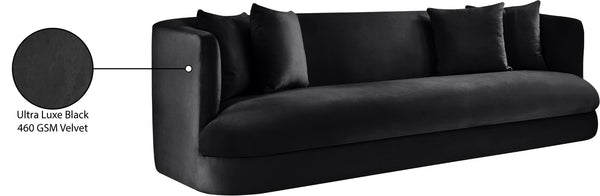 Meridian Furniture Alder Curved Velvet Three Seat Sofa with Solid Wood Frame for Modern Living Rooms Black 699Black-S