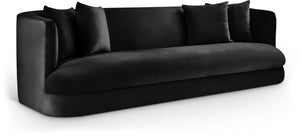 Meridian Furniture Alder Curved Velvet Three Seat Sofa with Solid Wood Frame for Modern Living Rooms Black 699Black-S
