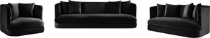 Meridian Furniture Alder Curved Velvet Three Seat Sofa with Solid Wood Frame for Modern Living Rooms Black 699Black-S