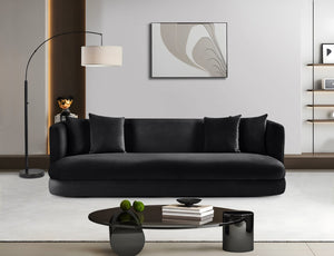 Meridian Furniture Alder Curved Velvet Three Seat Sofa with Solid Wood Frame for Modern Living Rooms Black 699Black-S