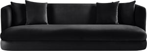 Meridian Furniture Alder Curved Velvet Three Seat Sofa with Solid Wood Frame for Modern Living Rooms Black 699Black-S