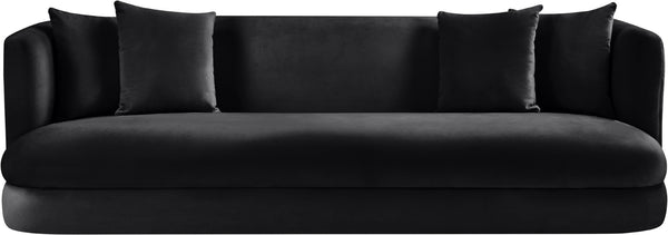 Meridian Furniture Alder Curved Velvet Three Seat Sofa with Solid Wood Frame for Modern Living Rooms Black 699Black-S