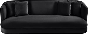 Meridian Furniture Alder Curved Velvet Three Seat Sofa with Solid Wood Frame for Modern Living Rooms Black 699Black-S