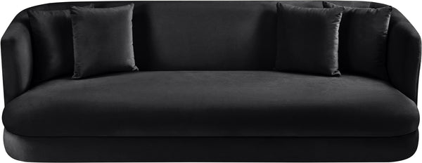 Meridian Furniture Alder Curved Velvet Three Seat Sofa with Solid Wood Frame for Modern Living Rooms Black 699Black-S