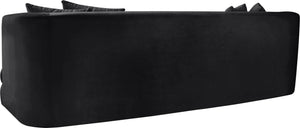 Meridian Furniture Alder Curved Velvet Three Seat Sofa with Solid Wood Frame for Modern Living Rooms Black 699Black-S