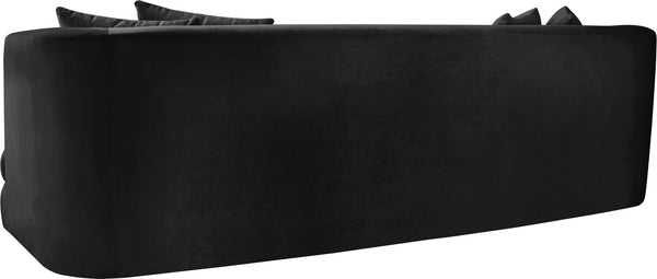 Meridian Furniture Alder Curved Velvet Three Seat Sofa with Solid Wood Frame for Modern Living Rooms Black 699Black-S