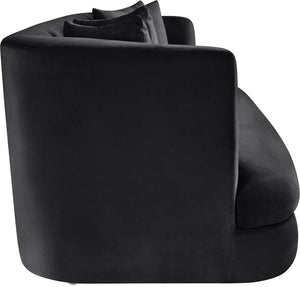 Meridian Furniture Alder Curved Velvet Three Seat Sofa with Solid Wood Frame for Modern Living Rooms Black 699Black-S