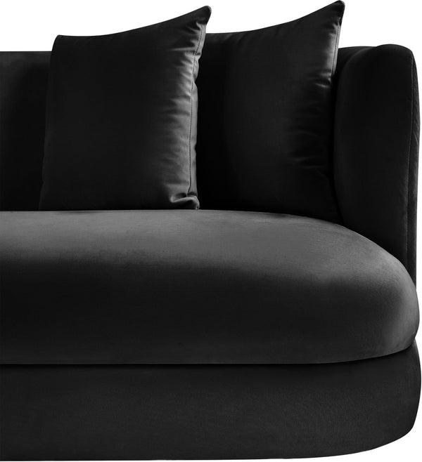 Meridian Furniture Alder Curved Velvet Three Seat Sofa with Solid Wood Frame for Modern Living Rooms Black 699Black-S