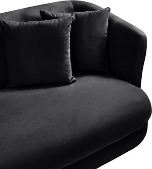 Meridian Furniture Alder Curved Velvet Three Seat Sofa with Solid Wood Frame for Modern Living Rooms Black 699Black-S