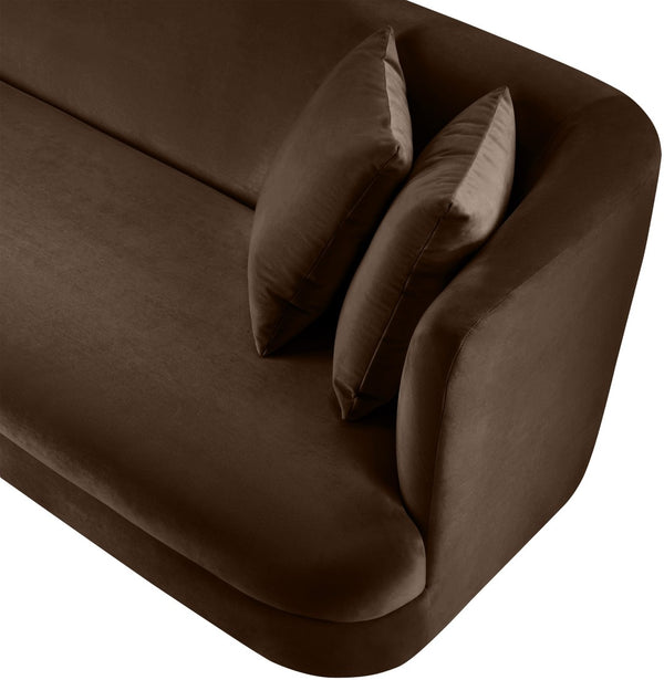 Meridian Furniture Alder Barrel Accent Chair Plush Velvet Upholstery Curved Frame for Modern Living Rooms Brown 699Brown-C