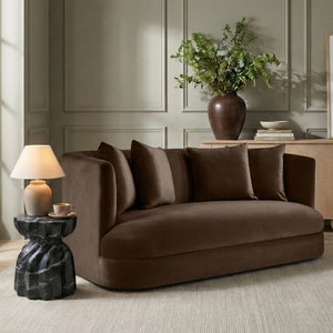 Meridian Furniture Alder Plush Velvet Loveseat with Rounded Arms and Solid Wood Frame for Modern Living Rooms Brown 699Brown-L