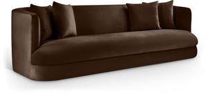 Meridian Furniture Alder Curved Velvet Three Seat Sofa with Solid Wood Frame for Modern Living Rooms Brown 699Brown-S