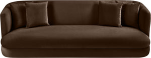 Meridian Furniture Alder Curved Velvet Three Seat Sofa with Solid Wood Frame for Modern Living Rooms Brown 699Brown-S