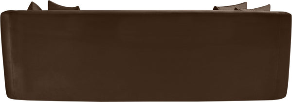Meridian Furniture Alder Curved Velvet Three Seat Sofa with Solid Wood Frame for Modern Living Rooms Brown 699Brown-S