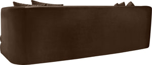 Meridian Furniture Alder Curved Velvet Three Seat Sofa with Solid Wood Frame for Modern Living Rooms Brown 699Brown-S