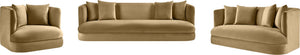 Meridian Furniture Alder Barrel Accent Chair Plush Velvet Upholstery Curved Frame for Modern Living Rooms Camel 699Camel-C