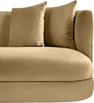 Meridian Furniture Alder Barrel Accent Chair Plush Velvet Upholstery Curved Frame for Modern Living Rooms Camel 699Camel-C
