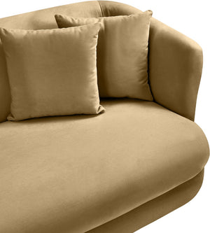 Meridian Furniture Alder Barrel Accent Chair Plush Velvet Upholstery Curved Frame for Modern Living Rooms Camel 699Camel-C