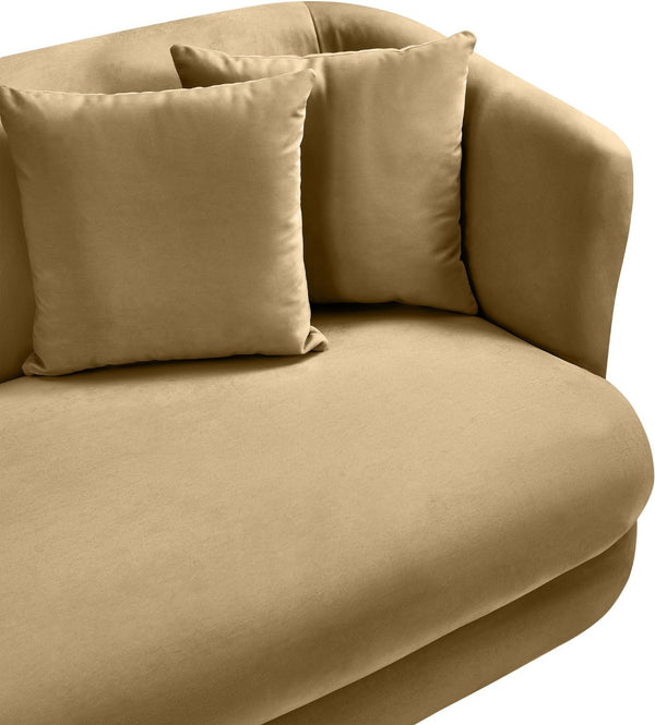 Meridian Furniture Alder Barrel Accent Chair Plush Velvet Upholstery Curved Frame for Modern Living Rooms Camel 699Camel-C