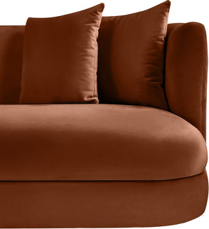 Meridian Furniture Alder Barrel Accent Chair Plush Velvet Upholstery Curved Frame for Modern Living Rooms Cognac 699Cognac-C