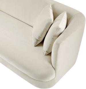 Meridian Furniture Alder Barrel Accent Chair Plush Velvet Upholstery Curved Frame for Modern Living Rooms Cream 699Cream-C