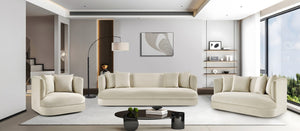 Meridian Furniture Alder Barrel Accent Chair Plush Velvet Upholstery Curved Frame for Modern Living Rooms Cream 699Cream-C