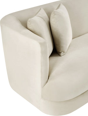 Meridian Furniture Alder Plush Velvet Loveseat with Rounded Arms and Solid Wood Frame for Modern Living Rooms Cream 699Cream-L