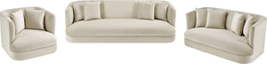 Meridian Furniture Alder Plush Velvet Loveseat with Rounded Arms and Solid Wood Frame for Modern Living Rooms Cream 699Cream-L