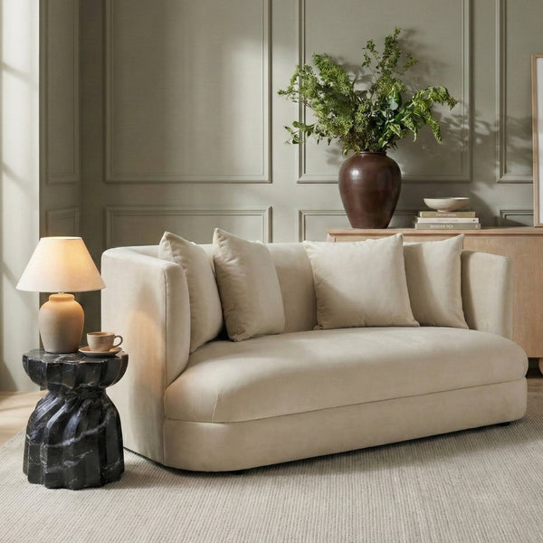 Meridian Furniture Alder Plush Velvet Loveseat with Rounded Arms and Solid Wood Frame for Modern Living Rooms Cream 699Cream-L