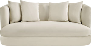Meridian Furniture Alder Plush Velvet Loveseat with Rounded Arms and Solid Wood Frame for Modern Living Rooms Cream 699Cream-L