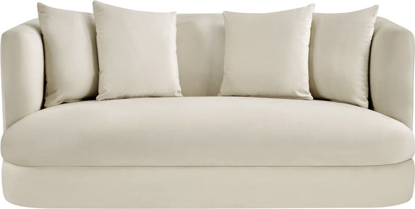 Meridian Furniture Alder Plush Velvet Loveseat with Rounded Arms and Solid Wood Frame for Modern Living Rooms Cream 699Cream-L