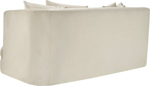 Meridian Furniture Alder Plush Velvet Loveseat with Rounded Arms and Solid Wood Frame for Modern Living Rooms Cream 699Cream-L