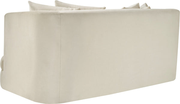 Meridian Furniture Alder Plush Velvet Loveseat with Rounded Arms and Solid Wood Frame for Modern Living Rooms Cream 699Cream-L