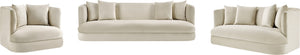 Meridian Furniture Alder Curved Velvet Three Seat Sofa with Solid Wood Frame for Modern Living Rooms Cream 699Cream-S