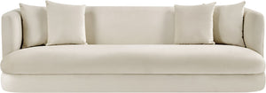 Meridian Furniture Alder Curved Velvet Three Seat Sofa with Solid Wood Frame for Modern Living Rooms Cream 699Cream-S