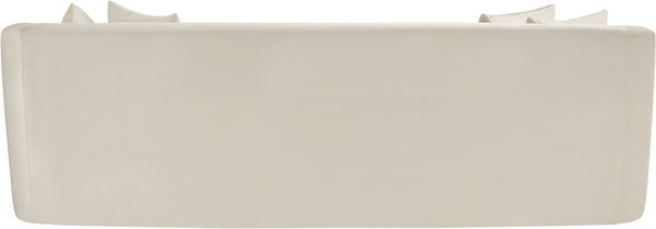 Meridian Furniture Alder Curved Velvet Three Seat Sofa with Solid Wood Frame for Modern Living Rooms Cream 699Cream-S