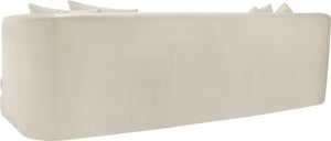 Meridian Furniture Alder Curved Velvet Three Seat Sofa with Solid Wood Frame for Modern Living Rooms Cream 699Cream-S