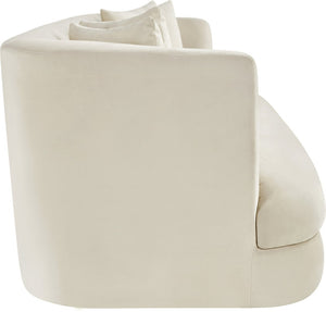 Meridian Furniture Alder Curved Velvet Three Seat Sofa with Solid Wood Frame for Modern Living Rooms Cream 699Cream-S