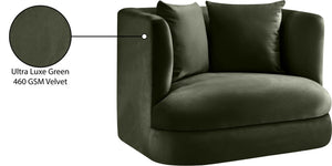 Meridian Furniture Alder Barrel Accent Chair Plush Velvet Upholstery Curved Frame for Modern Living Rooms Green 699Green-C