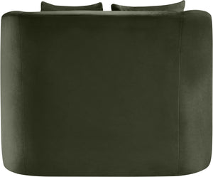 Meridian Furniture Alder Barrel Accent Chair Plush Velvet Upholstery Curved Frame for Modern Living Rooms Green 699Green-C
