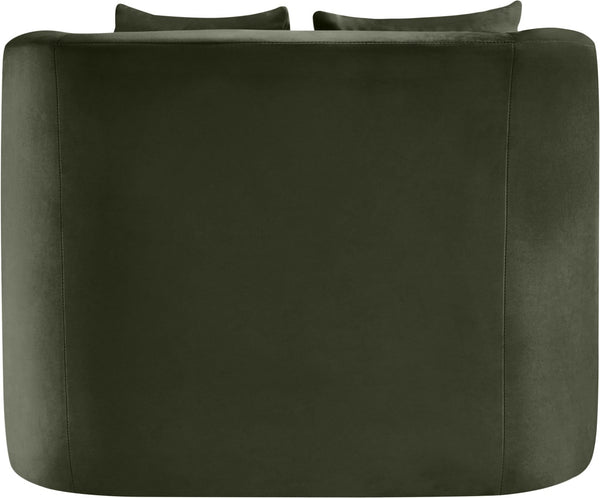 Meridian Furniture Alder Barrel Accent Chair Plush Velvet Upholstery Curved Frame for Modern Living Rooms Green 699Green-C