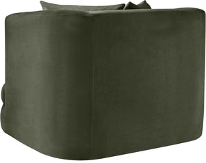 Meridian Furniture Alder Barrel Accent Chair Plush Velvet Upholstery Curved Frame for Modern Living Rooms Green 699Green-C