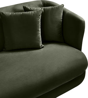 Meridian Furniture Alder Barrel Accent Chair Plush Velvet Upholstery Curved Frame for Modern Living Rooms Green 699Green-C